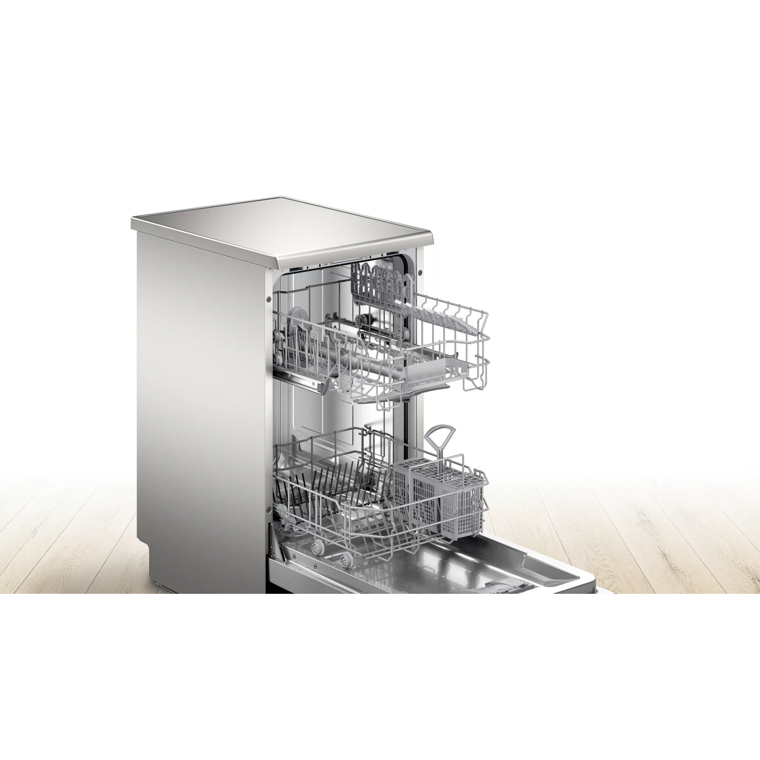 Lavavajillas - Bosch SRS2HKI59E, Libre instalación, 9 servicios, 5 programas, 45 cm, Inox