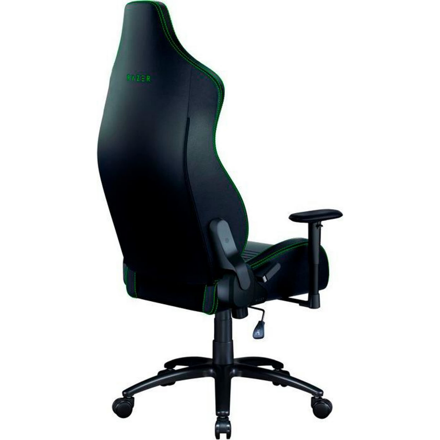 Silla gaming Razer negra con detalles verdes y logotipo.