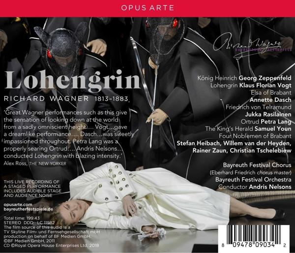 Rückseite einer Opern-CD-Hülle, mit einer Frau, die in einem Kleid liegt.
