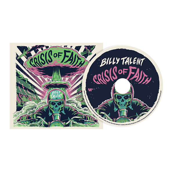CD-Cover und -Disc, mit einem Totenkopf auf einem Motorrad in einer nuklearen Explosion.