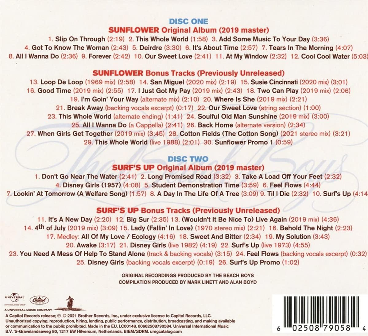 CD borító számlistákkal és egy Universal Music logóval.