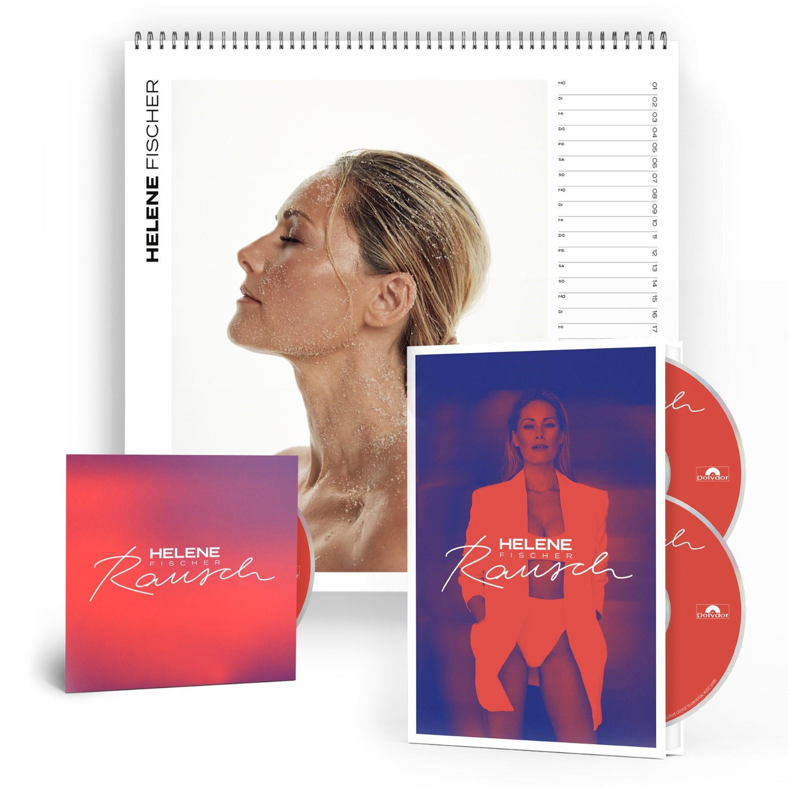 Kalender, Album und CDs von Helene Fischer. Kalender mit Profilfoto, Album und CDs mit dem Namen des Künstlers.