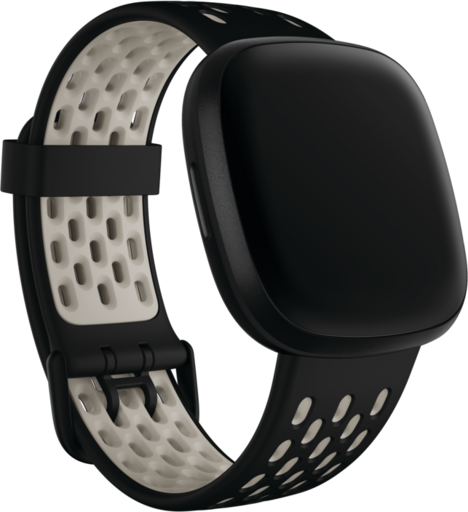 Fitbit Versa 3/Sense Sportbandje Zwart/Ivoorwit Large