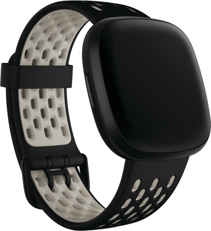 Fitbit Versa 3/Sense Sportbandje Zwart/Ivoorwit Large