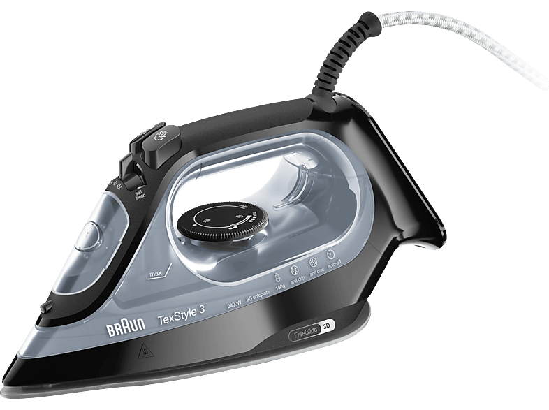 Braun SI 3055 BK TexStyle 3 Dampfbügeleisen (2400 Watt, Schwarz)