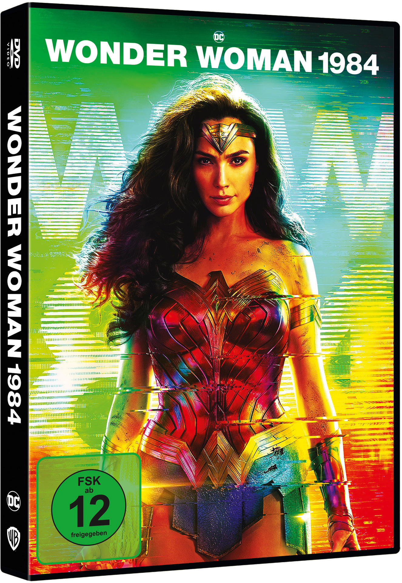 Eine DVD-Hülle von Wonder Woman 1984 mit einer Frau auf dem Cover.