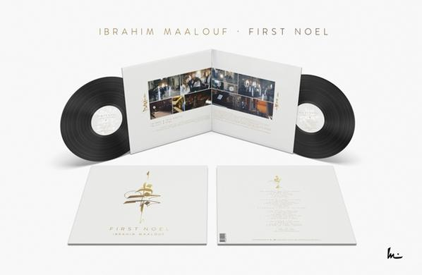 Vinyles et pochette d'album, fond blanc, Ibrahim Maalouf First Noel.