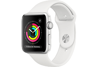 APPLE Watch Series 3 42 mm - Smartwatch (140-210 mm, Kunststoff, Armband: Weiss / Gehäuse: Silber)