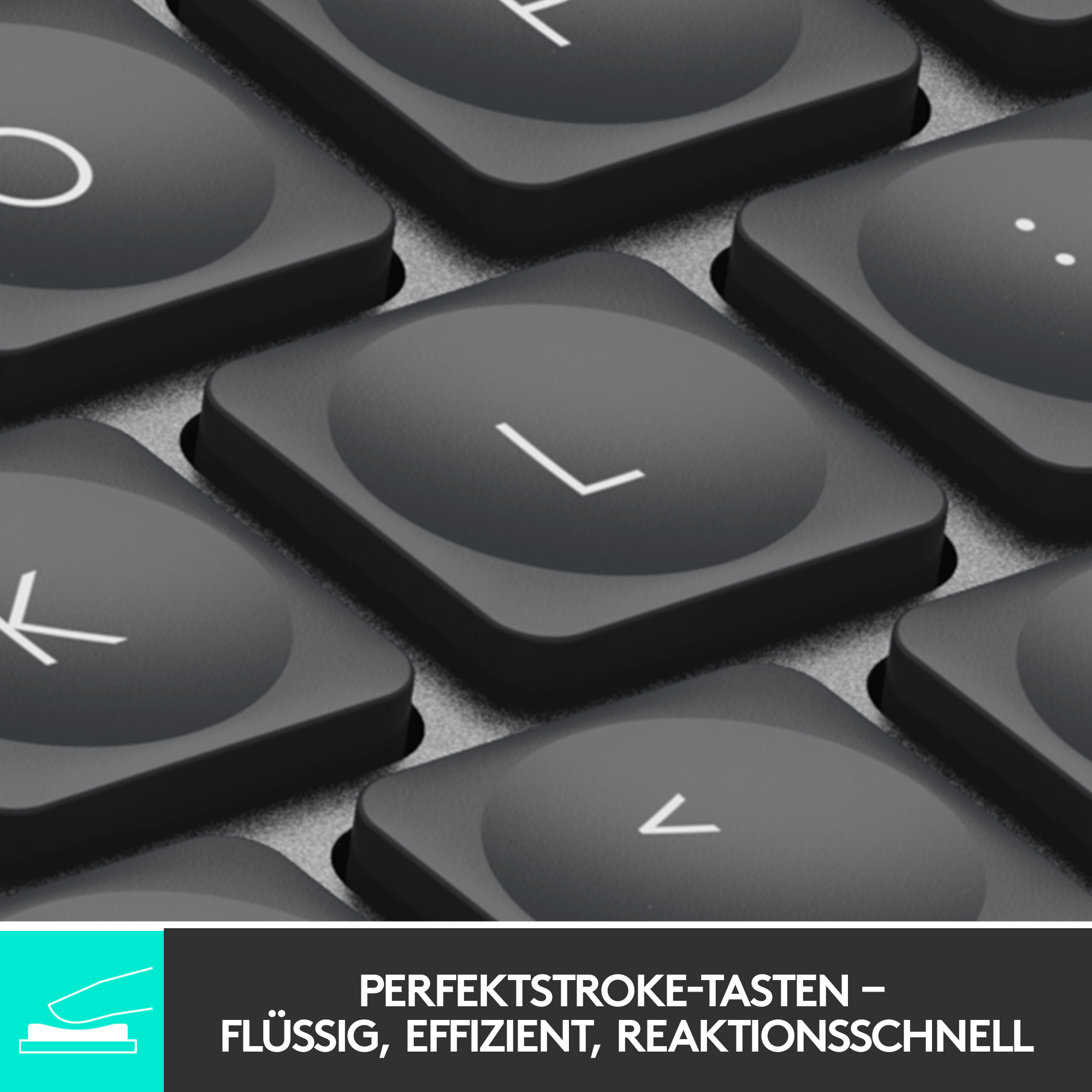 Un gros plan d'un clavier avec des touches noires et des lettres blanches.