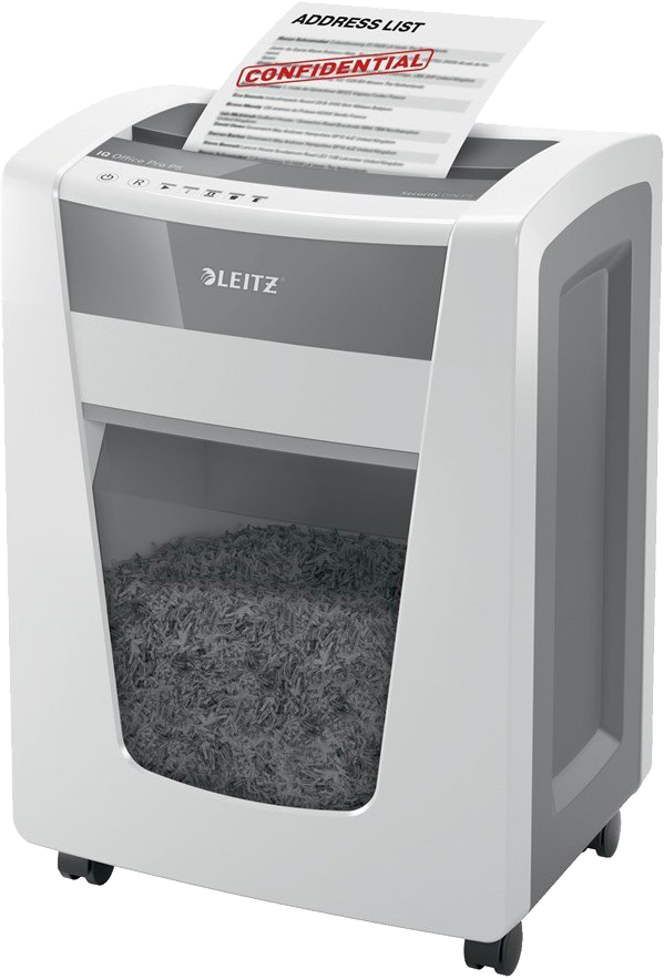 LEITZ IQ Office Pro iratmegsemmisítő, 15 lap, P5 biztonsági szint, mikrokonfetti, fehér (80050000)