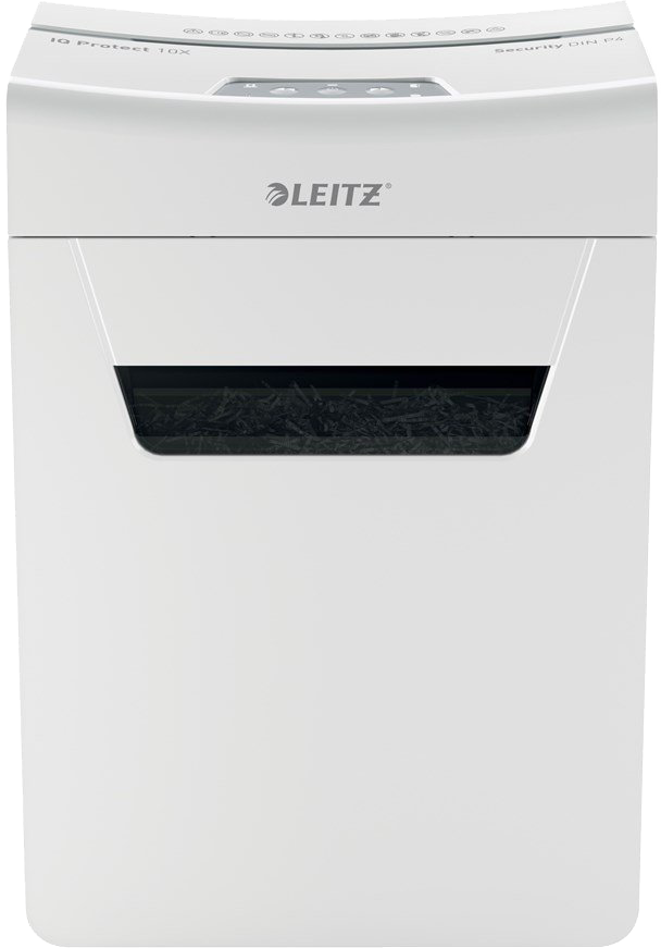 LEITZ IQ Protect Premium 10X iratmegsemmisítő, 10 lap, P4 biztonsági szint, konfetti, fehér (80920000)