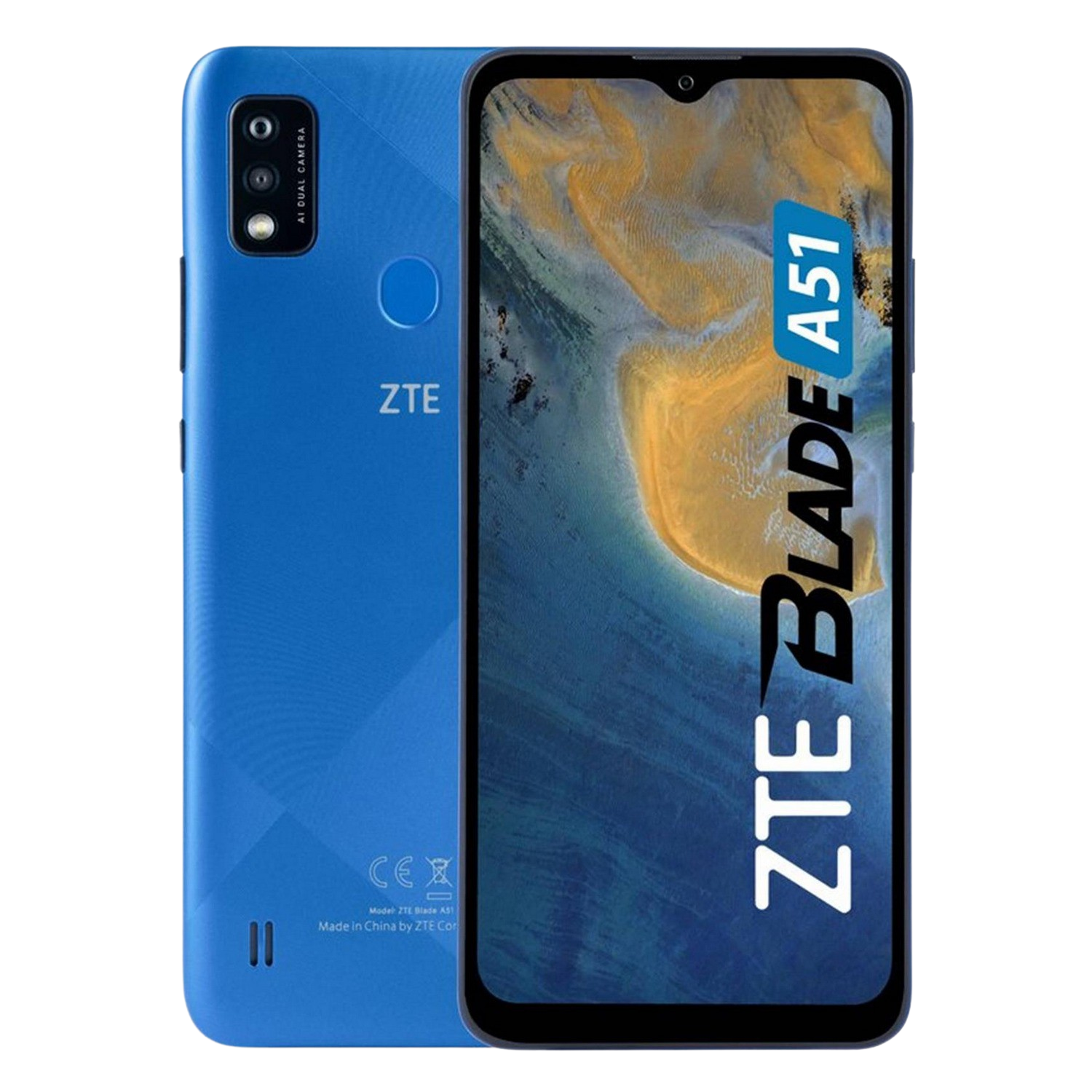 Móvil - ZTE Blade A51, Azul, 32 GB, 2 GB RAM, 6.52" HD+, SC9863A Octa-core, 3200 mAh, Android 11 Go