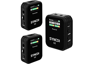 SYNCO Outlet WAir-G2(A2) ultrakompakt vezetéknélküli csiptetős duális mikrofon rendszer TFT kijelzővel