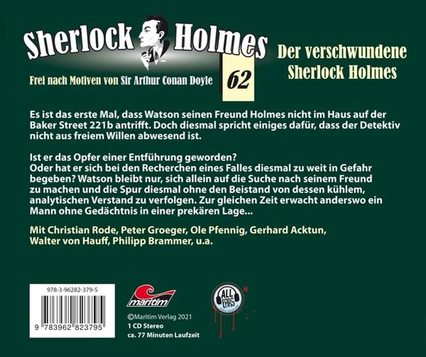 Holmes Sherlock - Folge 62 Holmes Sherlock (CD) - - Der Verschwundene