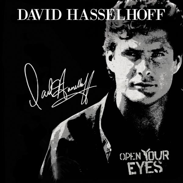 Fekete-fehér album borító David Hasselhoff arcával és aláírásával.