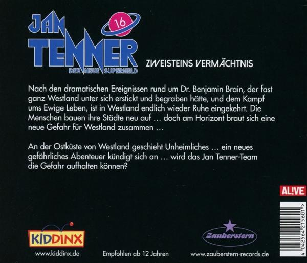 Buchcover mit Text. Titel: Jan Tenner. Untertitel: Zweisteins Vermächtnis. Ein rotes Logo mit der Nummer 16.