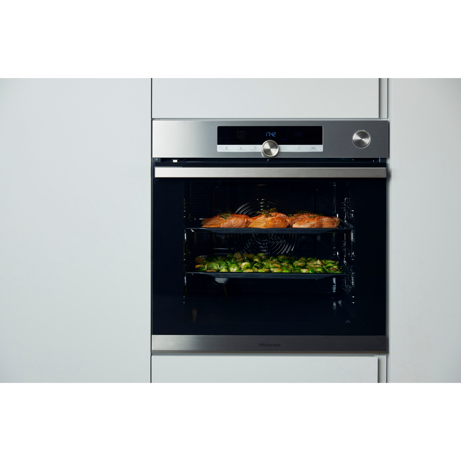 Horno - Hisense BSA65226AB, 77 l, Integrable, Limpieza por agua, 59.50 cm, Inox
