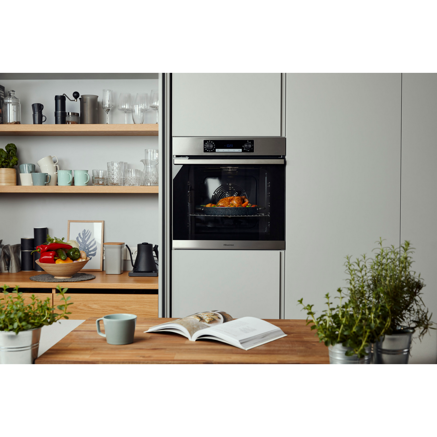 Horno - Hisense BSA65226AB, 77 l, Integrable, Limpieza por agua, 59.50 cm, Inox