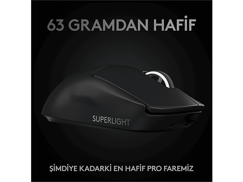 LOGITECH G PRO X SUPERLIGHT Ultra Hafif HERO 25600 DPI 400 IPS LIGHTSPEED Kablosuz Oyuncu Mouse - Siyah_1