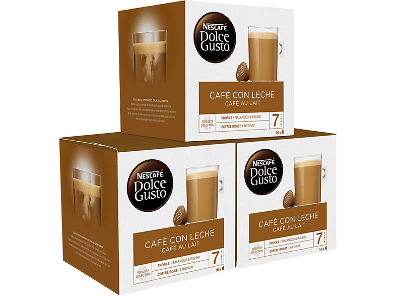 Café en cápsulas - Nescafé Dolce Gusto Leche, 48 cápsulas, Pack de 3, 100% arábica