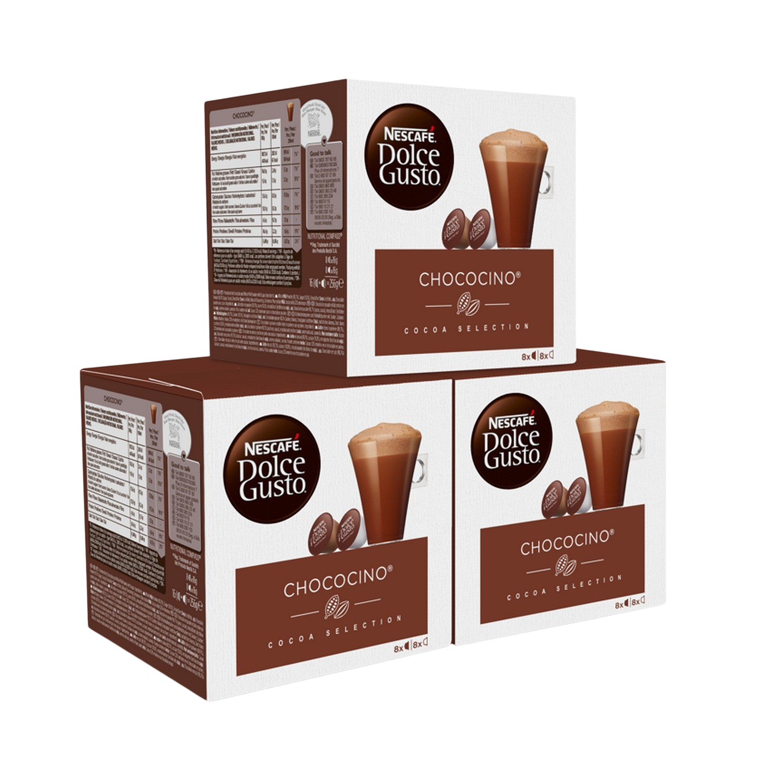 Café en cápsulas - Nescafé Dolce Gusto Chococino, Pack de 3, 48 cápsulas