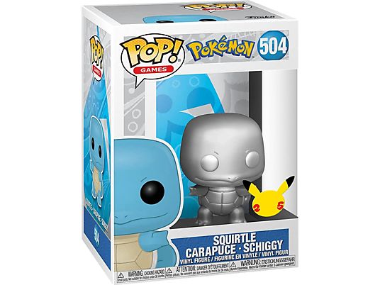 FUNKO POP! Games : Pokémon - Carapuce (argent métallique) - Figurine de collection (Couleur argent métallisé)