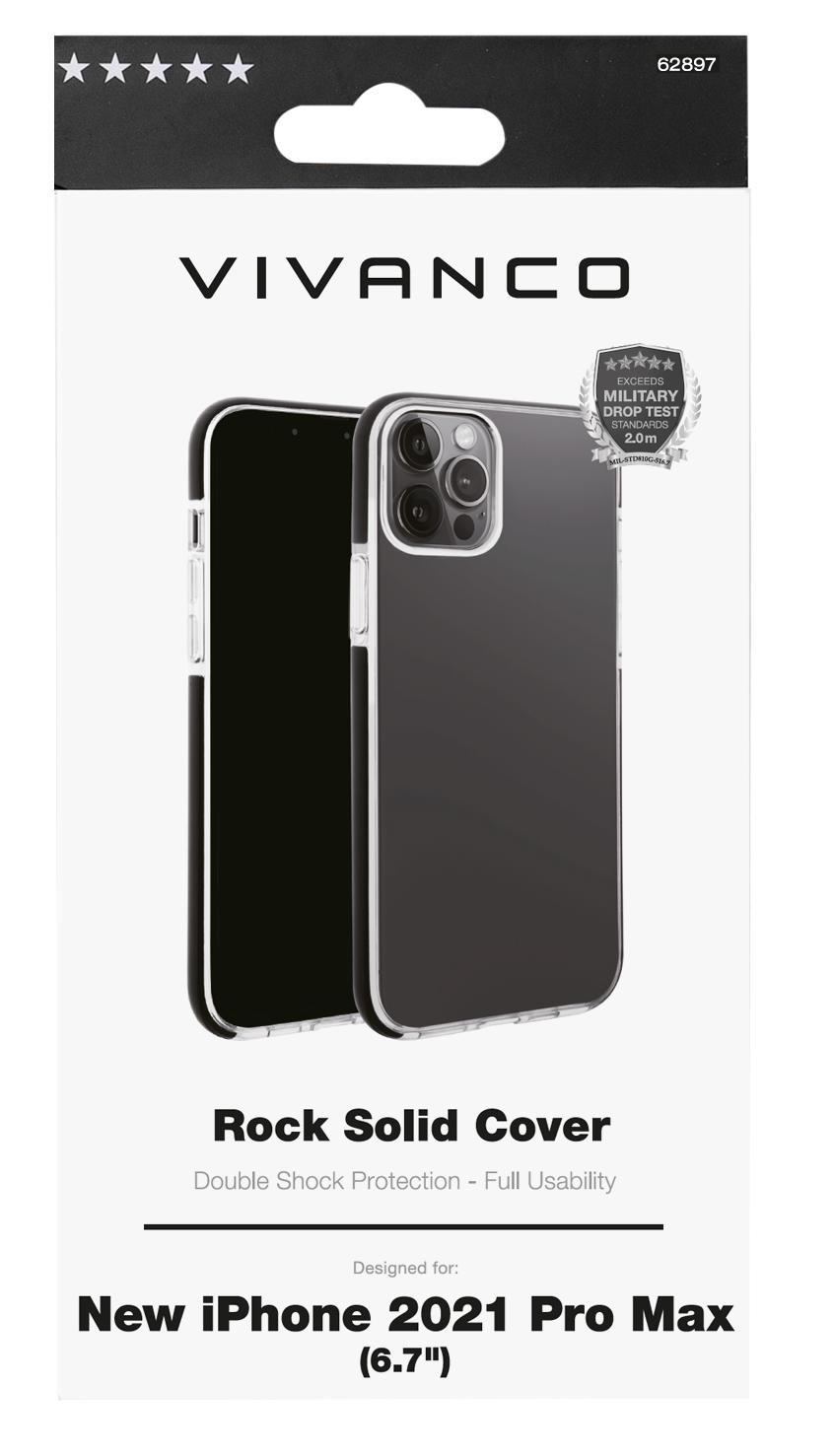 VIVANCO Rock Solid, Transparent/Schwarz Backcover, iPhone Apple, Max, 13 Pro