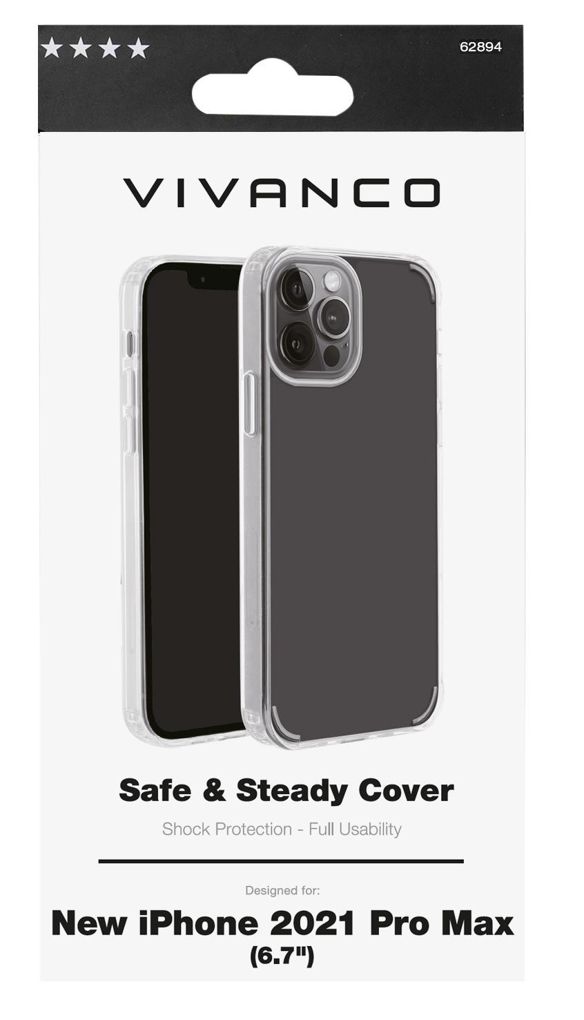 VIVANCO Safe and Backcover, steady, iPhone Max, Transparent 13 Pro Apple