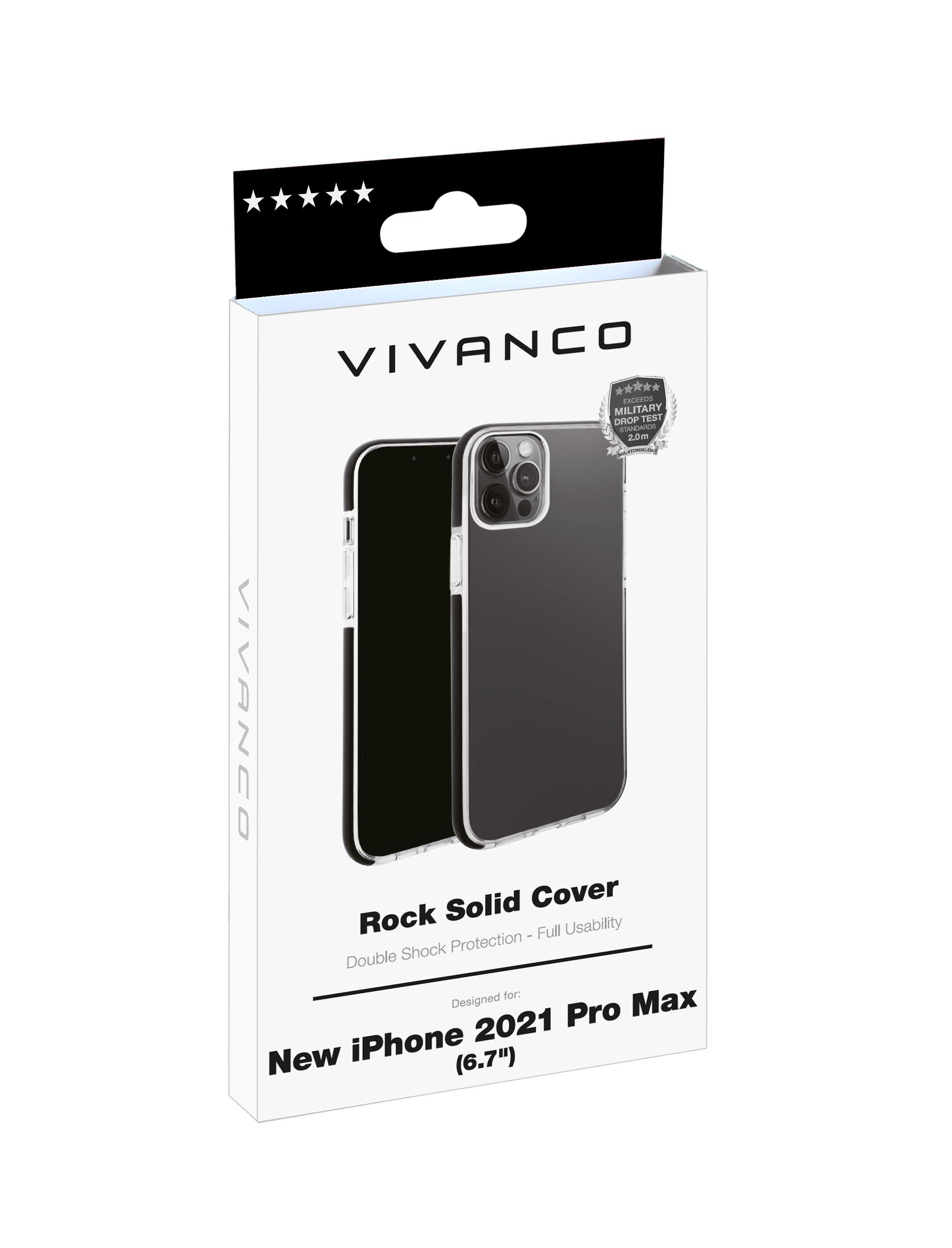 VIVANCO iPhone 13 Pro Solid, Max, Transparent/Schwarz Backcover, Apple, Rock