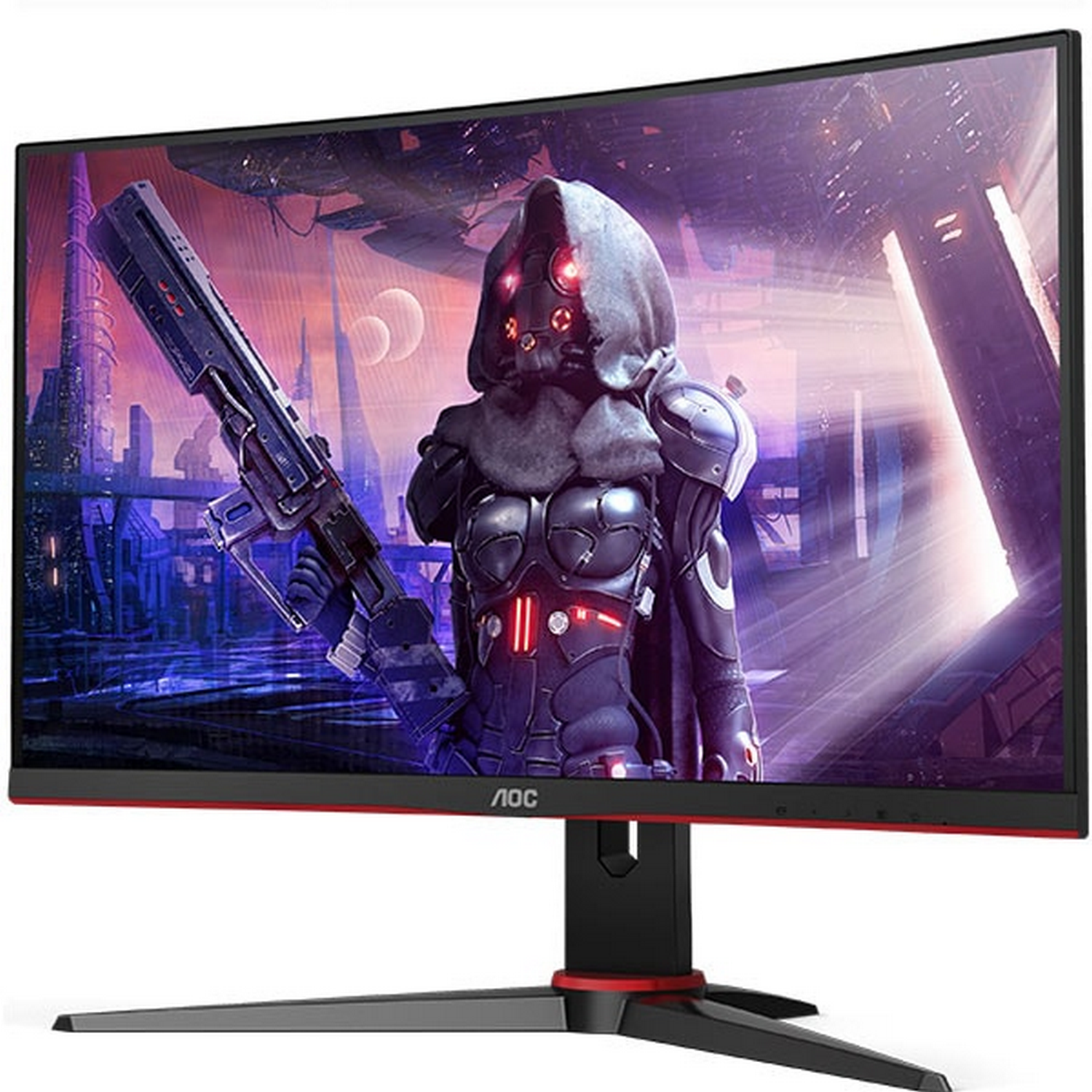 Un monitor curvo con una escena de videojuego.