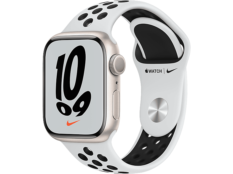 APPLE Watch Series 7 Nike+ 41 mm sterrenlicht aluminium / platinum/zwarte  sportband kopen? | MediaMarkt