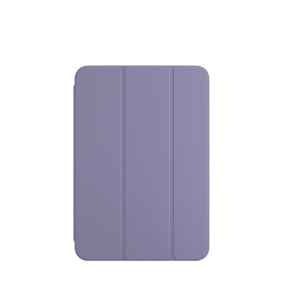Lila iPad-Hülle, dreifach gefaltet. Einfarbige, lilafarbene Farbe, geschlossen aussehend.