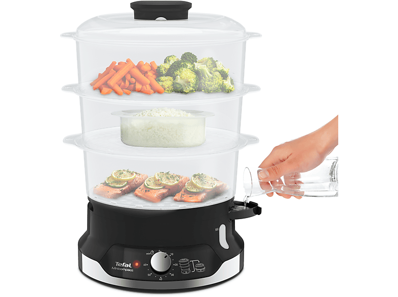 Tefal VC2048 Ultracompact Dampfgarer (800 Watt, 9 l, Schwarz)