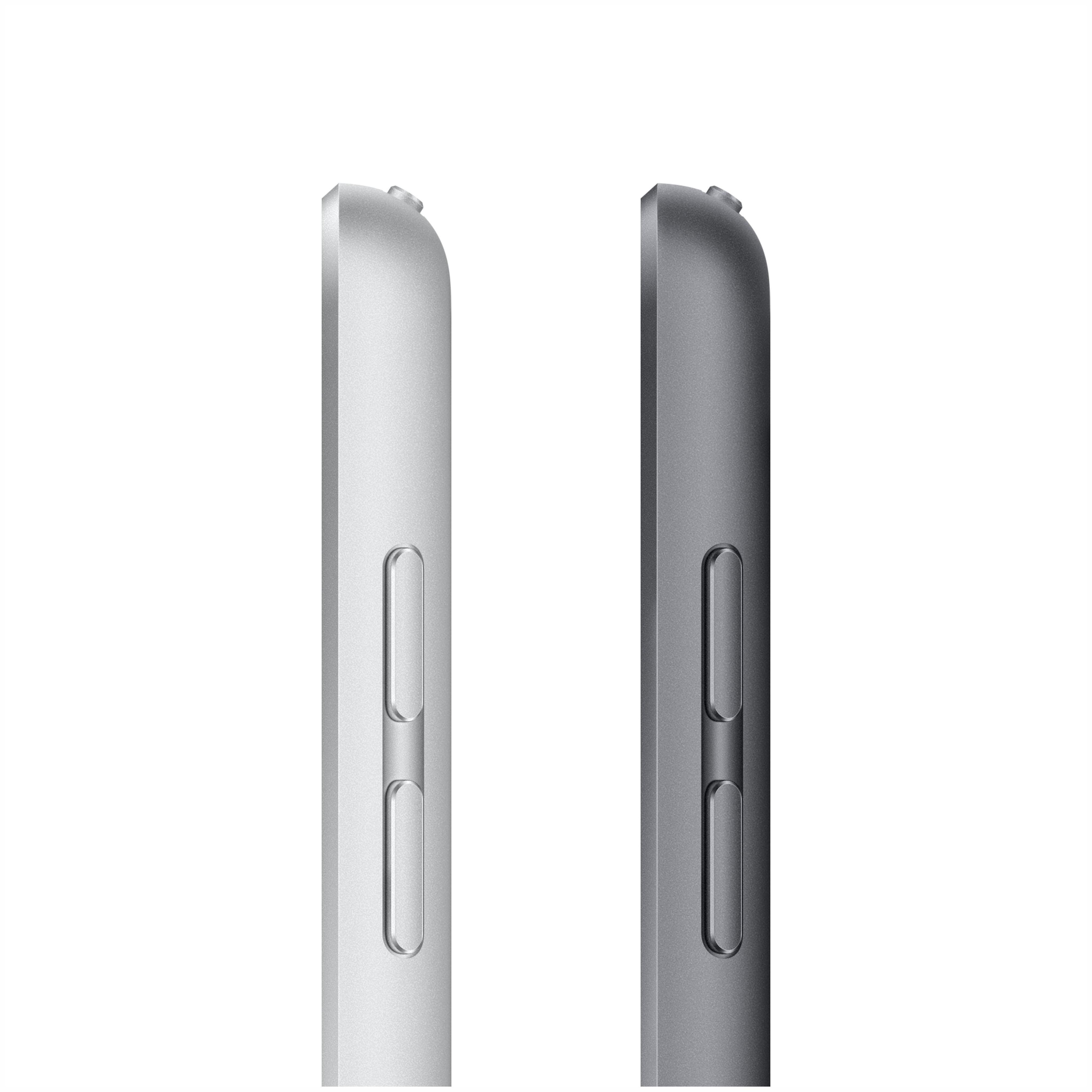 Nahaufnahme der Seite von zwei Tablets in Silber und Grau.