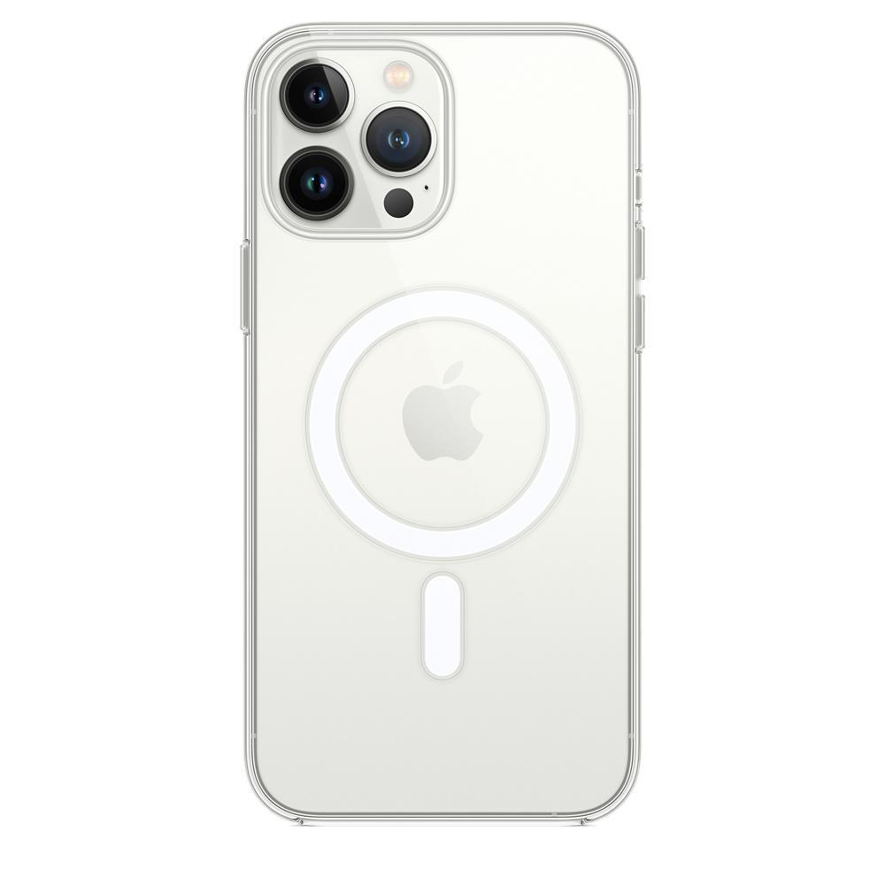 Transparente Handyhülle mit Apple-Logo. Das Gehäuse hat ein transparentes Design und bedeckt die Rückseite.