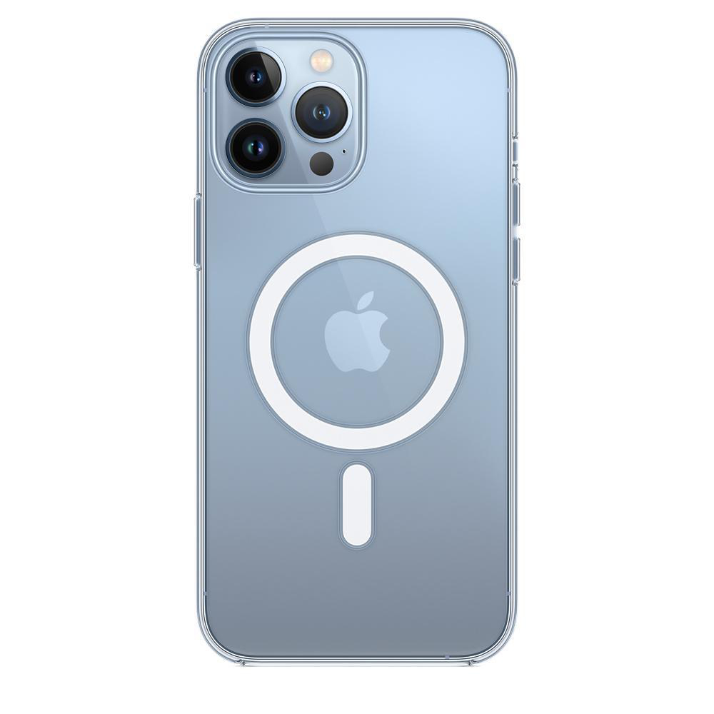 Klare Handyhülle mit Apple-Logo und Dreifach-Kamera.