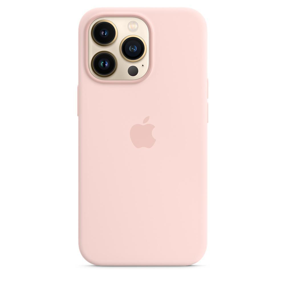 Eine rosa iPhone-Hülle mit Apple-Logo und sichtbarem Kamera-Array.