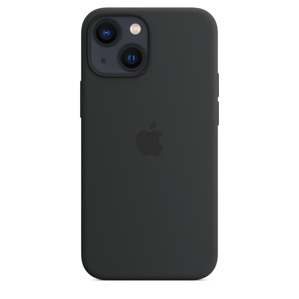 Eine schwarze Handyhülle mit einem Telefon darin, das die Kamera und das Apple-Logo zeigt.
