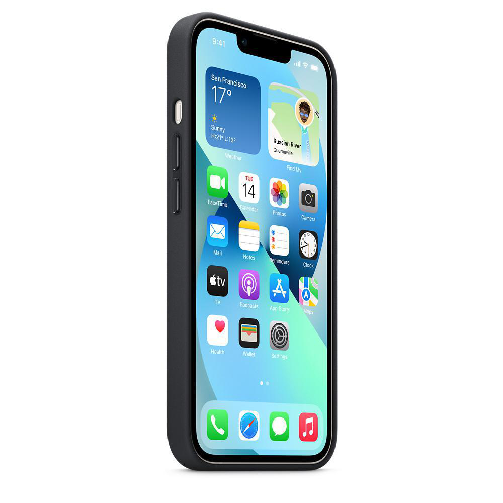 Person hält ein schwarzes iPhone in einer schwarzen Handyhülle.