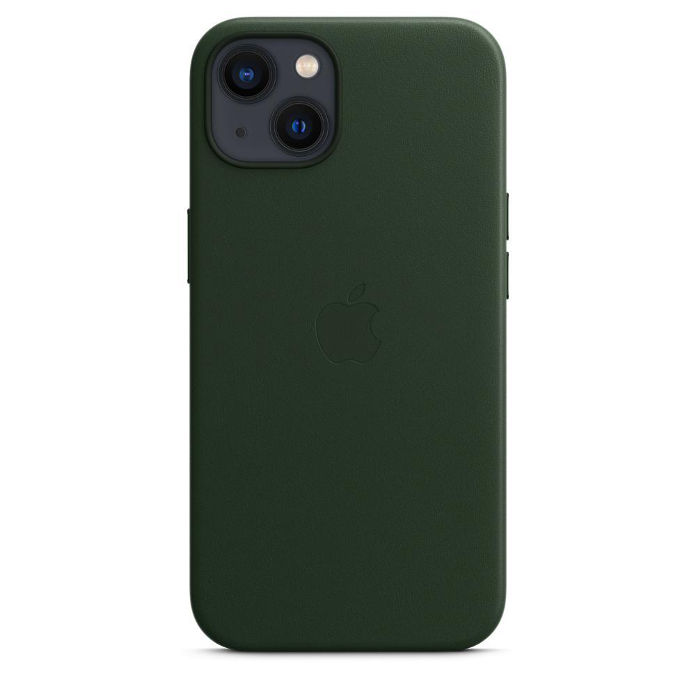 APPLE Leder Case mit MagSafe, Backcover, Apple, iPhone 13, Schwarzgrün