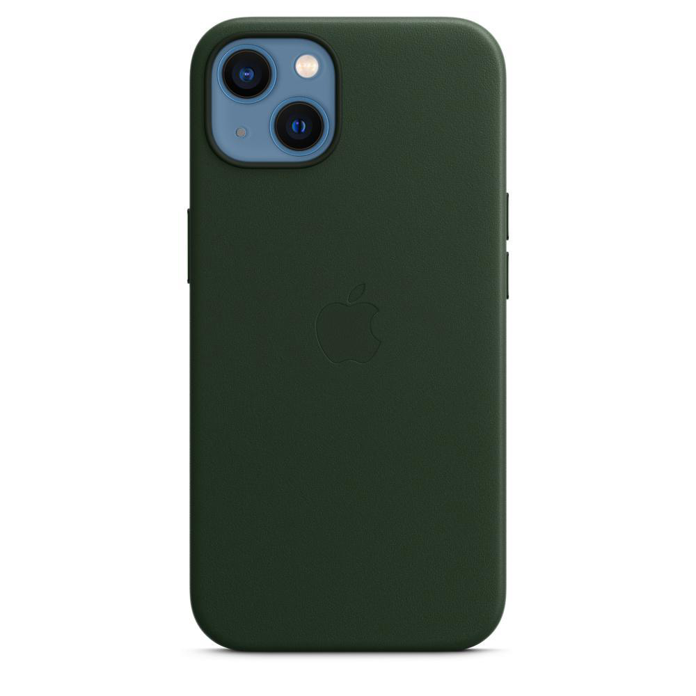 APPLE Leder Case mit MagSafe, Backcover, Apple, iPhone 13, Schwarzgrün