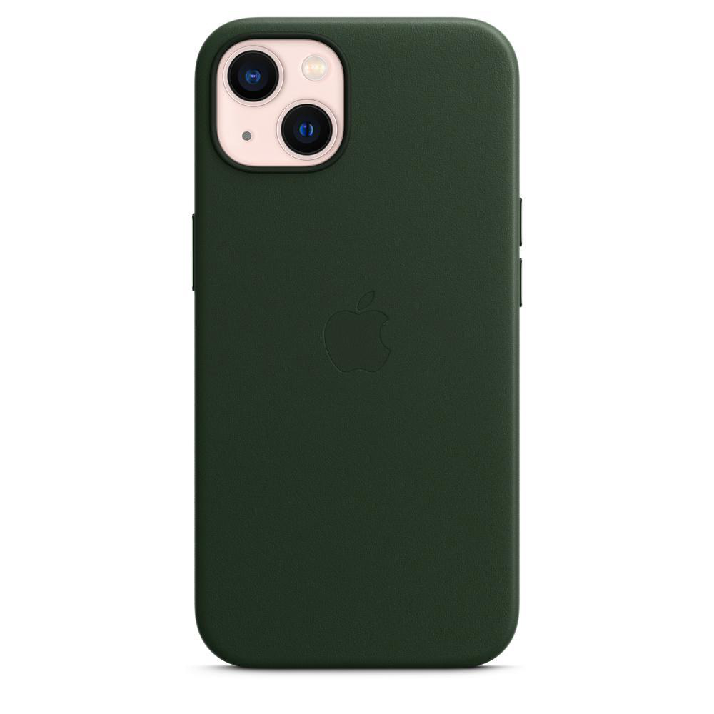 APPLE Leder Case mit MagSafe, Backcover, Apple, iPhone 13, Schwarzgrün