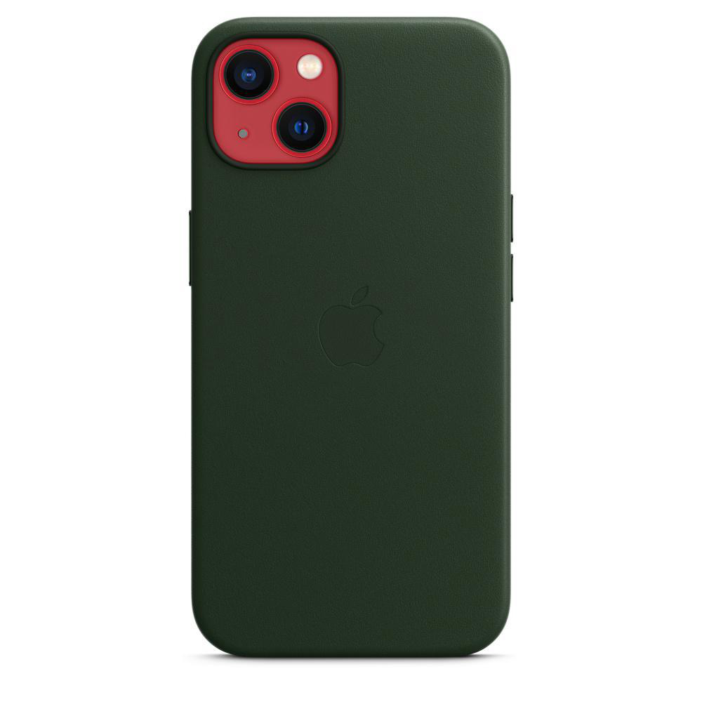 APPLE Leder Case mit MagSafe, Backcover, Apple, iPhone 13, Schwarzgrün