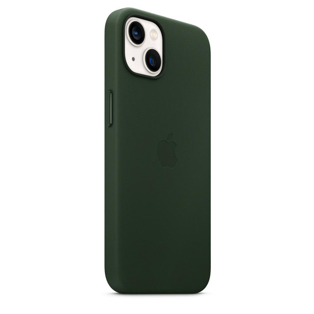 APPLE Leder Case mit MagSafe, Backcover, Apple, iPhone 13, Schwarzgrün