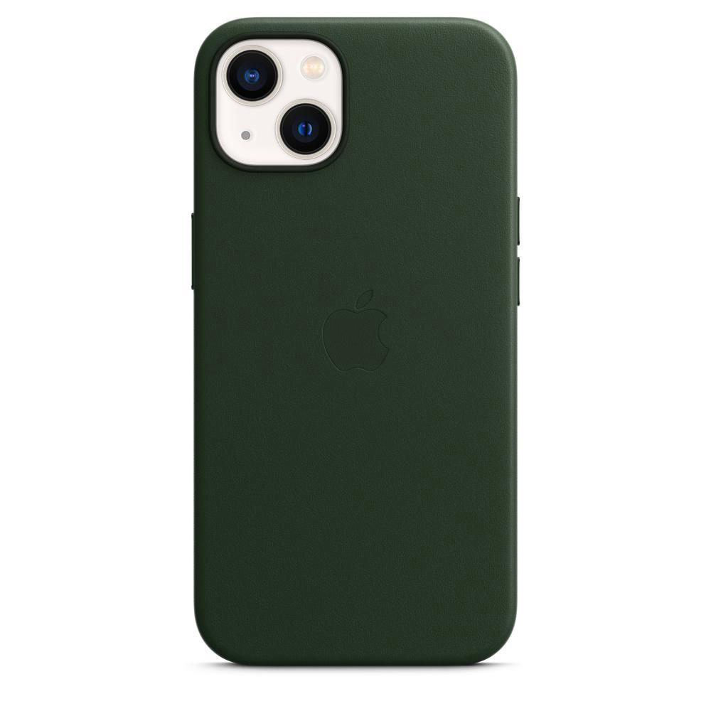 APPLE Leder Case mit MagSafe, Backcover, Apple, iPhone 13, Schwarzgrün