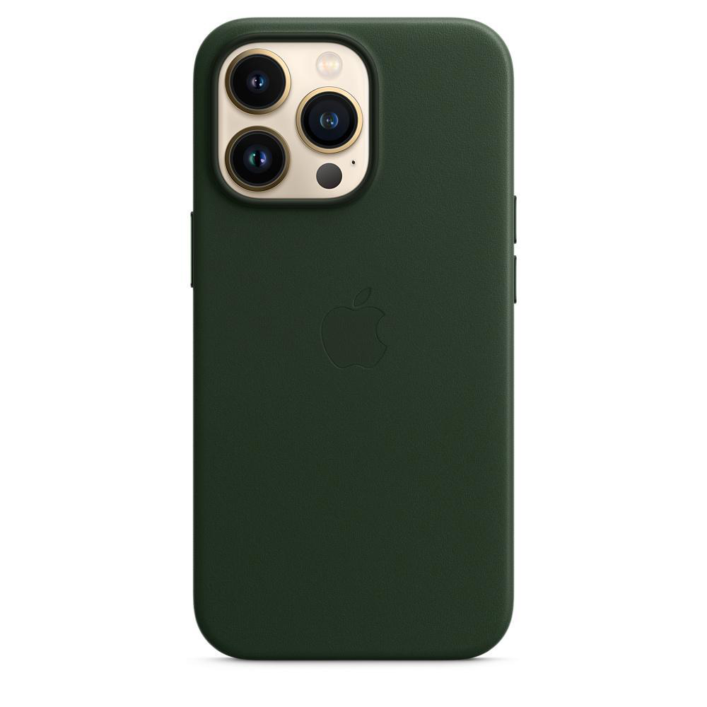 APPLE Leder Case mit MagSafe, Backcover, Apple, iPhone 13 Pro, Schwarzgrün
