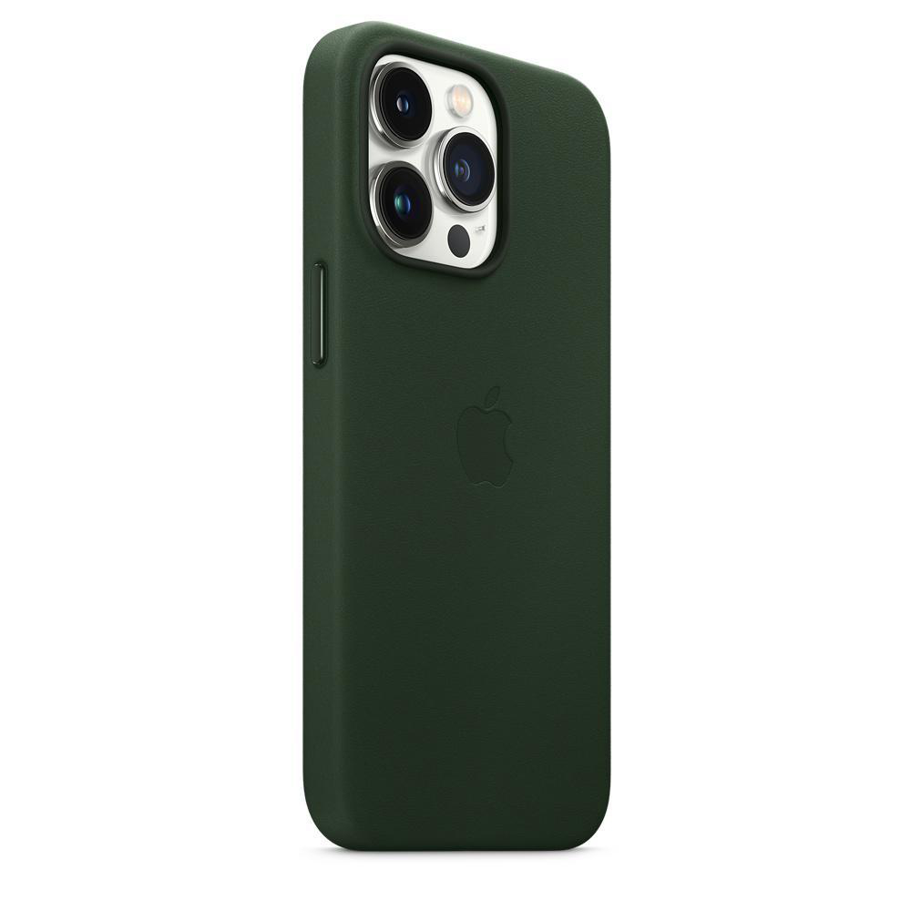 APPLE Leder Case mit MagSafe, Backcover, Apple, iPhone 13 Pro, Schwarzgrün