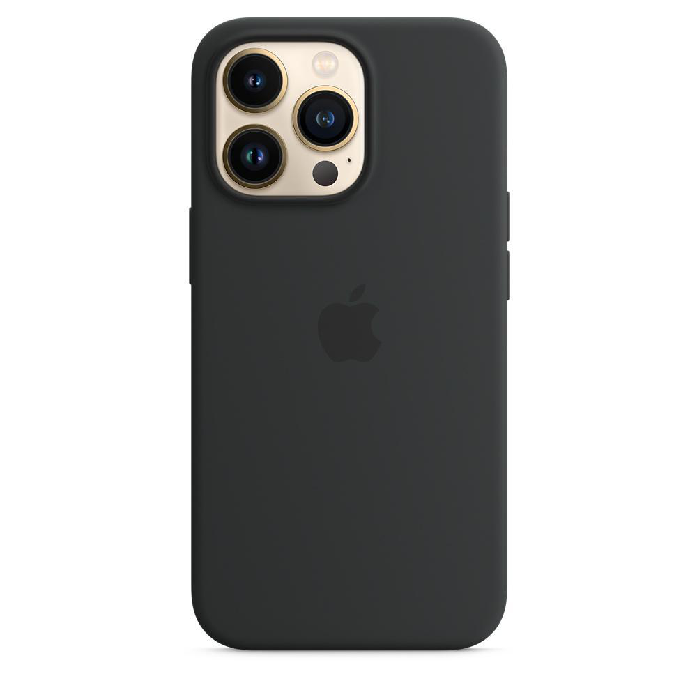 Eine schwarze iPhone-Hülle mit goldenen Kameralinsen und dem Apple-Logo in der Mitte.
