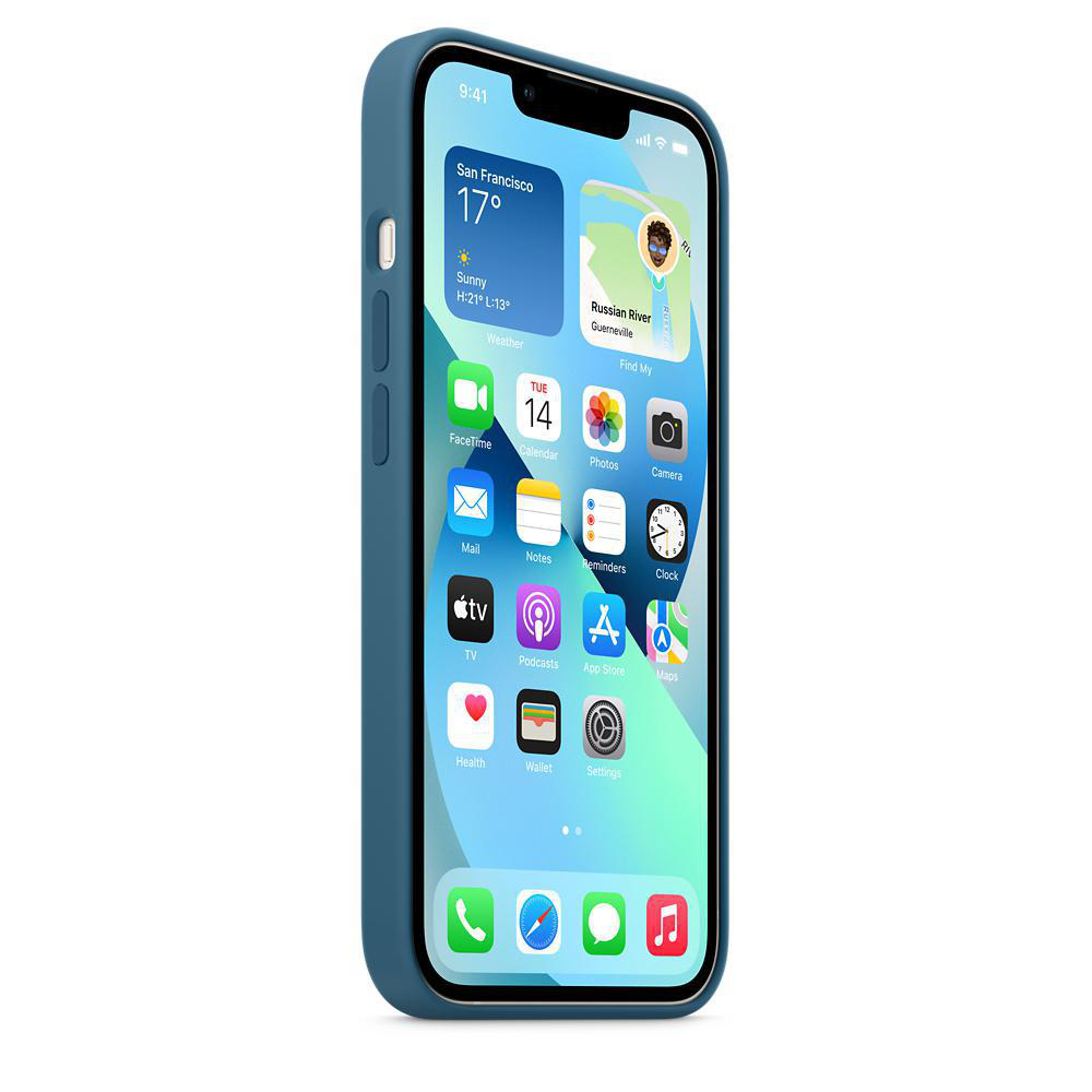 APPLE Silikon Case mit MagSafe, Backcover, Apple, iPhone 13, Eisblau
