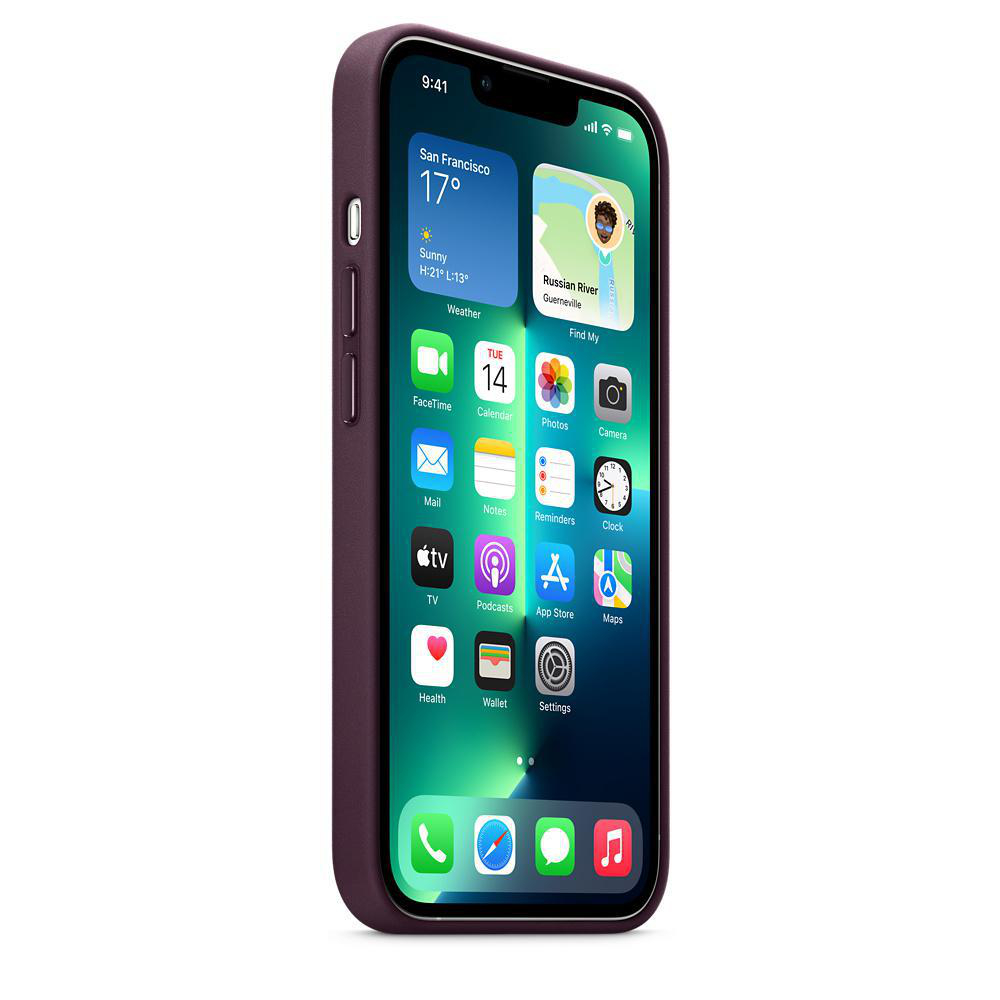 APPLE Leder Case mit MagSafe, Backcover, Apple, iPhone 13 Pro, Dunkelkirsch